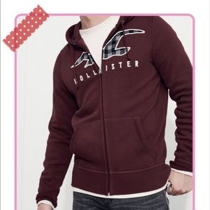 SOLD📍HOLISTER LOGO GRAPHIC FULL ZIP HOODIE BURGAN
